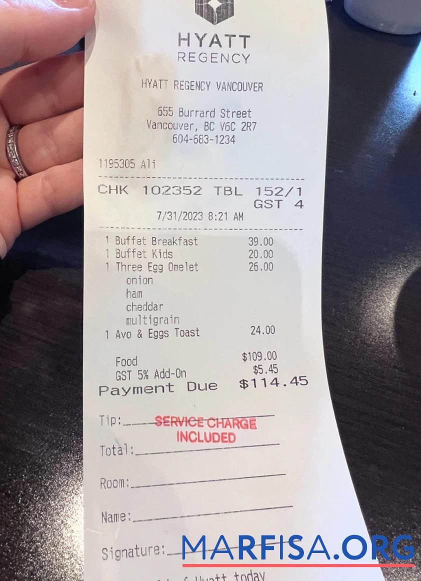 Realistic Hyatt regency payment receipt template